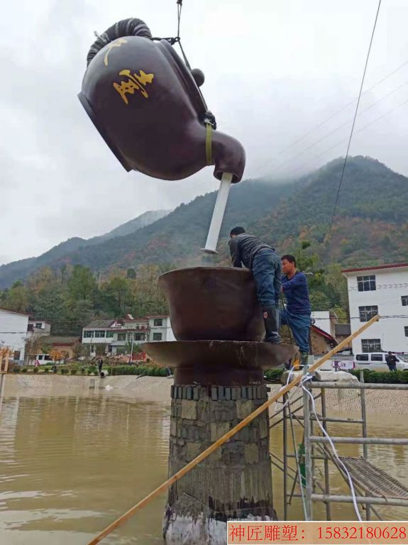 流水壺噴泉雕塑 景觀流水壺 天壺案例